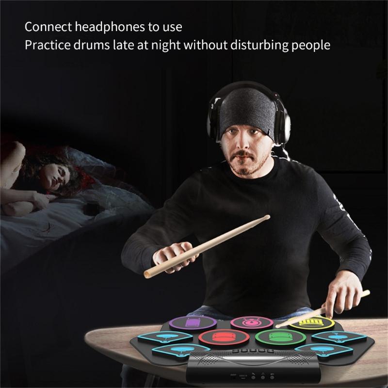 Cordless Hand Held Drum Set With Recording Ability 6 Drum Sections And Adjustable Setting Suitable For Everyone
