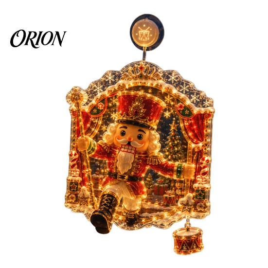 Battery Operated LED Light Christmas Suction Cup Window Light, 7.8-Inch Double-Layer Warm Seasonal Glow Powered Hanging for Holiday Glass Windows,