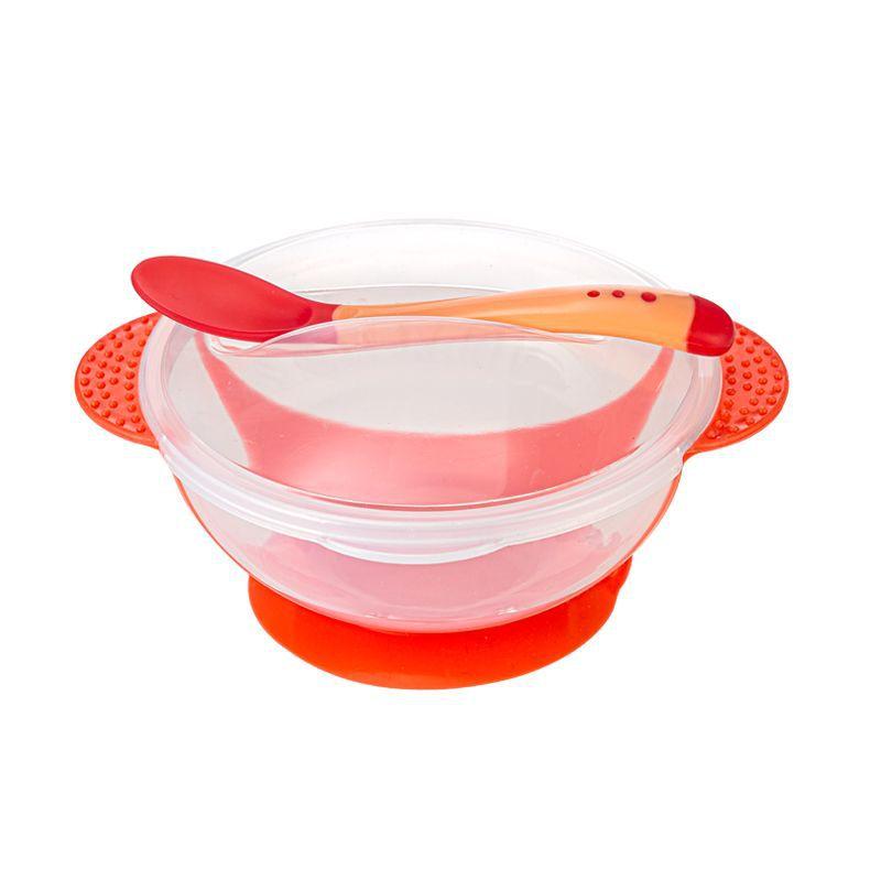 Baby Suction Cup Bowl With Temperature ,sensitive Spoon Set Baby Children's Tableware Baby Bowl Set