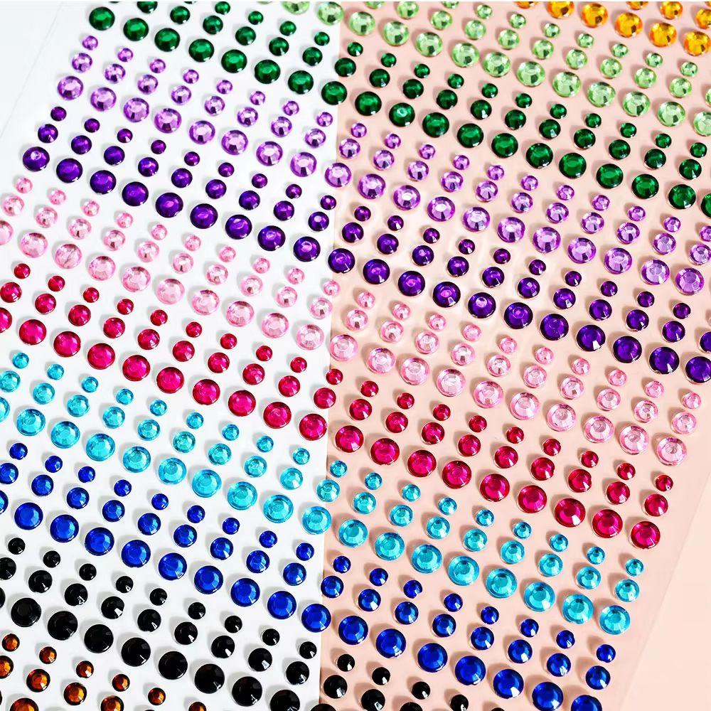 900Pcs Round Face Glitter Gem Stickers Self-Adhesive Crystal Rhinestones Stickers Festival