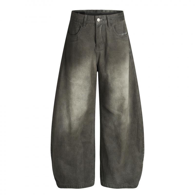Guan Qu Spring Collection: Unisex Washed Denim Pants with a Unique, Urban Style Large