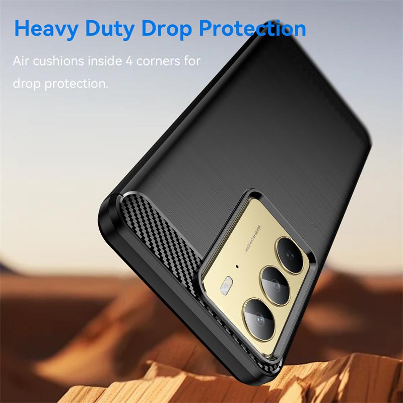 For Realme C75 Case Anti-knock Soft Silicone Carbon Fiber Full Edge Back Cover For Realme C75 Case For Realme C75 Case 6.72 Inch