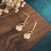 Vintage Gold Gourd Fortune Tassel Earrings with Imitation White Jade