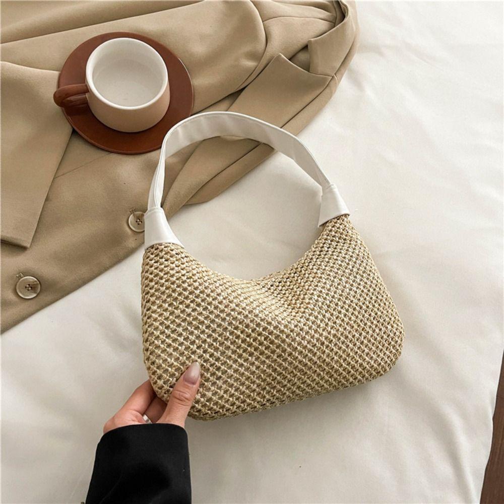 Leisure Weave Straw Bag Summer Beach Handbag Trendy Straw Shoulder Bag  Women