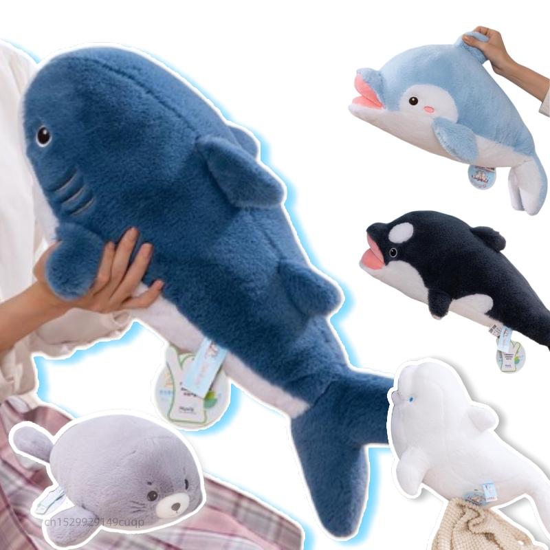 60Cm Cartoon Marine Animal Shark Plush Doll Pillow Cute Soft Whale Seal Dolphin Plush Toy Home Decoration Gift For Children
