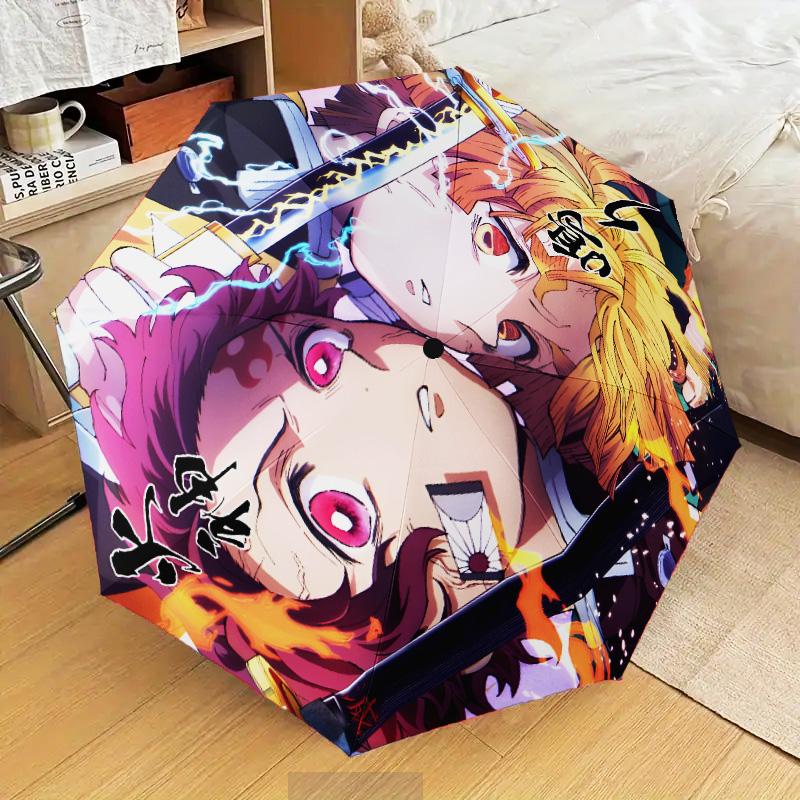 Powerful Demon Anime Automatic Folding Umbrella - 8-Rib Travel Umbrella with Auto Open/Close & Portable Gifts for holidays or birthdays