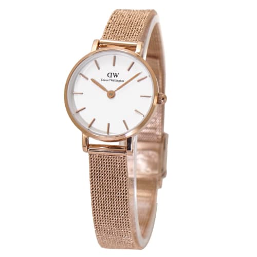 

DANIEL WELLINGTON PETITE PRESSED MELROSE Women s Mesh Watch in Pink Gold and White (DW00100447)
