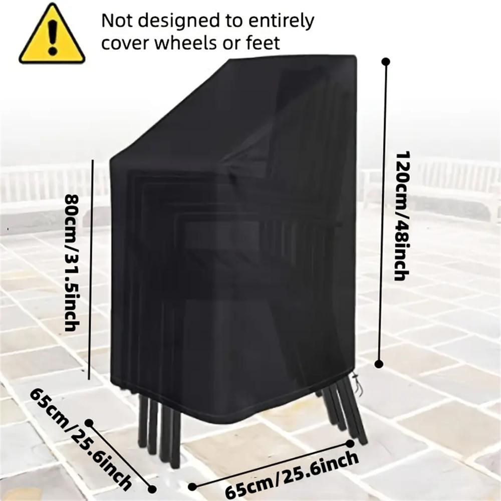 1 Stück Schwerlast Wasserdichte Patio Stapelstuhl Abdeckung, UV- und Windbeständig, 210D Oxford Stoff Outdoor Liegestuhl Schutz