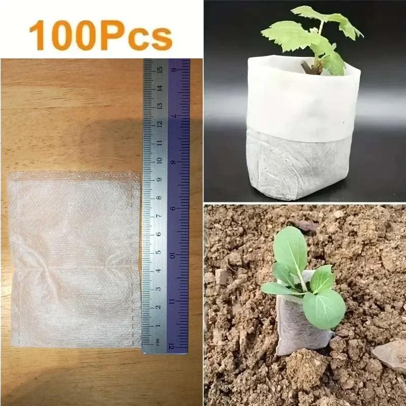 

100/200 шт. Биоразлагаемые мешки для рассады из нетканого материала, горшки для выращивания растений, мешочки для растений, товары для домашнего сада
