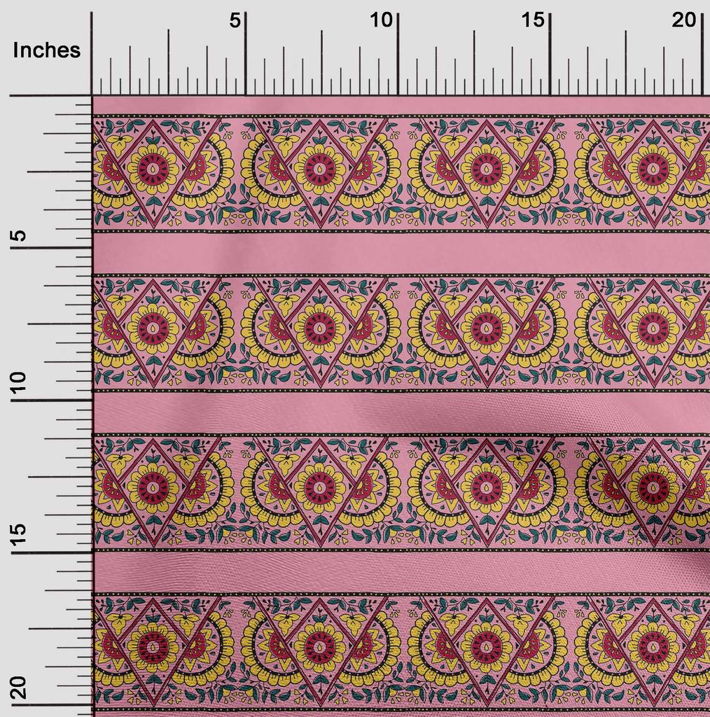 oneOone Cotton Flex Fabric Geometric|Leaves & Floral Block Printed Fabric 1 Yard 40 Inch