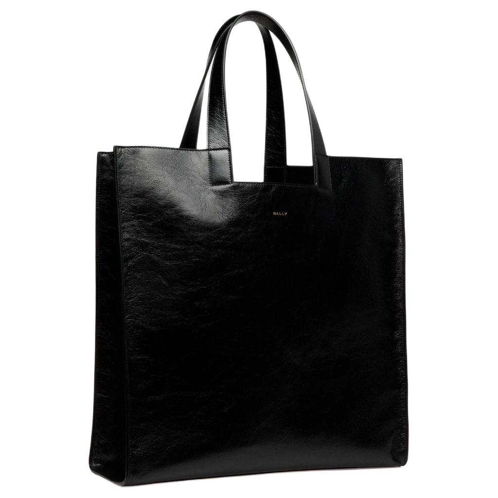 Bally Logo Tote Bag Shopping Bag Crepe Calfskin Handbag Men tote Black 6308456