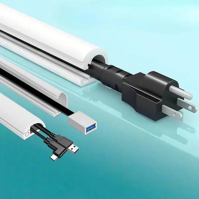1pc 2mX1.5cm Anti-extrusion Floor Cord Cover Self-Adhesive Power Extension Wiring Duct Cable Protector Home Wire Organizer