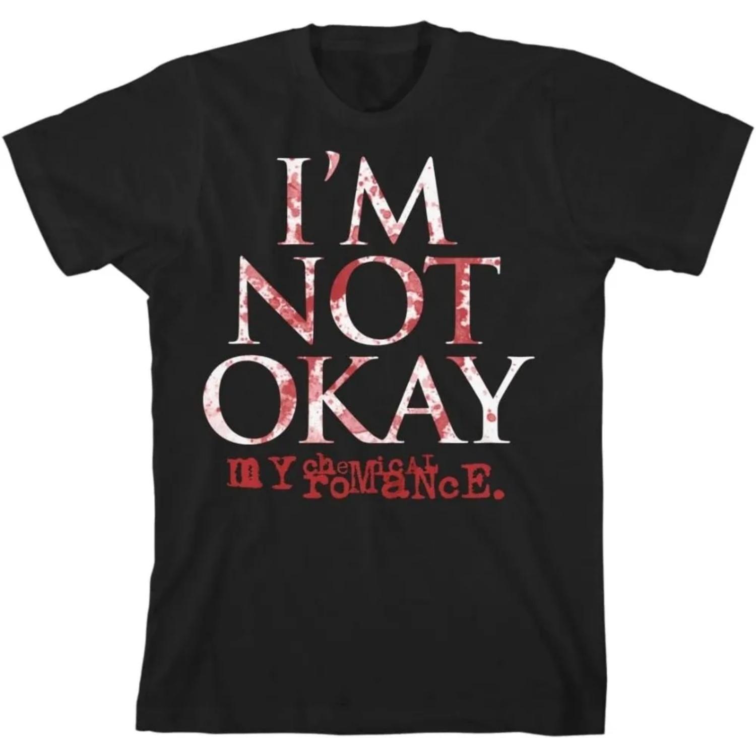 

I’m Not Okay T-Shirt Gothic Punk Dark Style Tee Tops Men Women Universal Summer Round Neck Short Sleeve Expressing Mood Shirt XXXXXL чорний