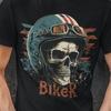 Retro Biker Skull Shirt | Vintage Motorcycle Skeleton Tee | Gothic Rider Graphic T-Shirt | Dark Rock Biker Gift for Men