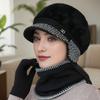 Beret Single Hat New Letter Middle-aged and Elderly Women's Fleece-Lined Thickened Warm Ear Protection Cap Suitable for Outdoor Travel