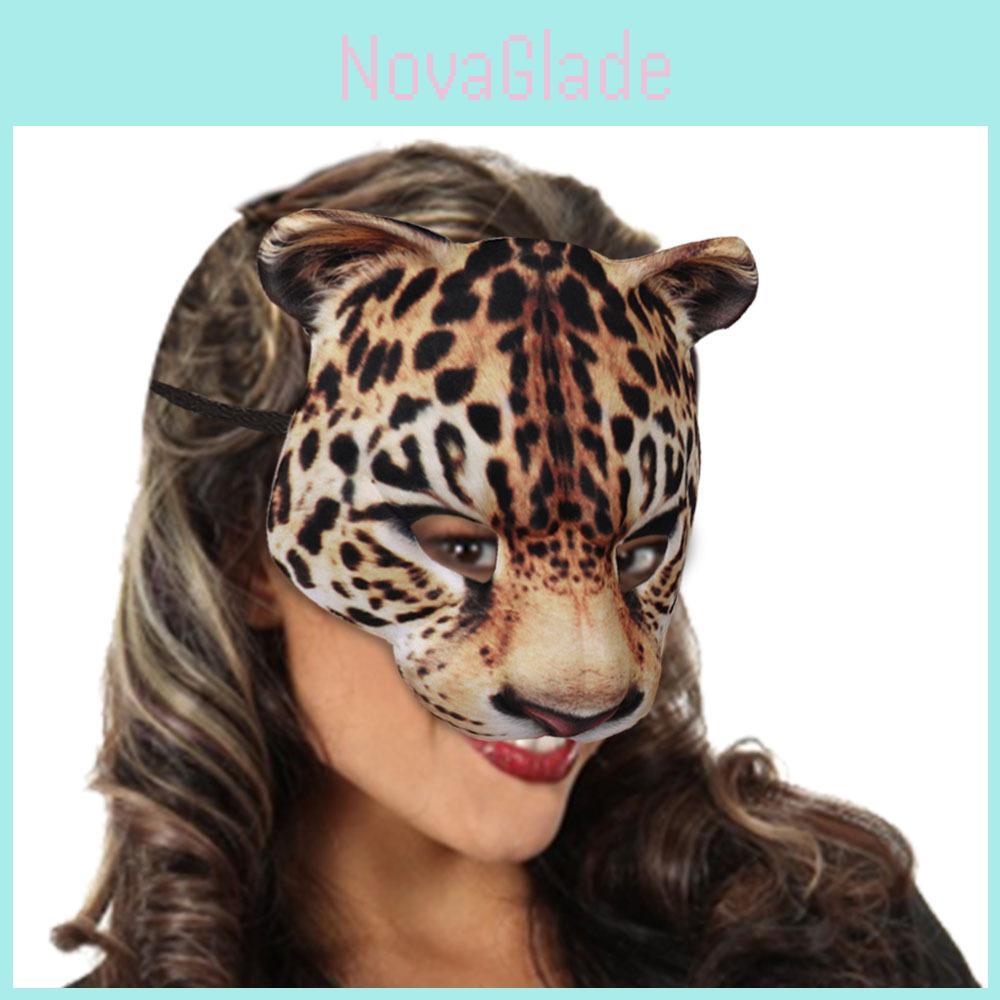 Halloween Cheetah Face Mask Eva Material For Costume Party And Diy Decor