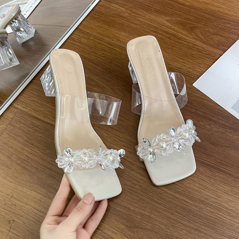 High Heels Neue Schuhe Sandalen Vielseitige Damenoberbekleidung Dickabsatz- und Hochabsatz-Slipper