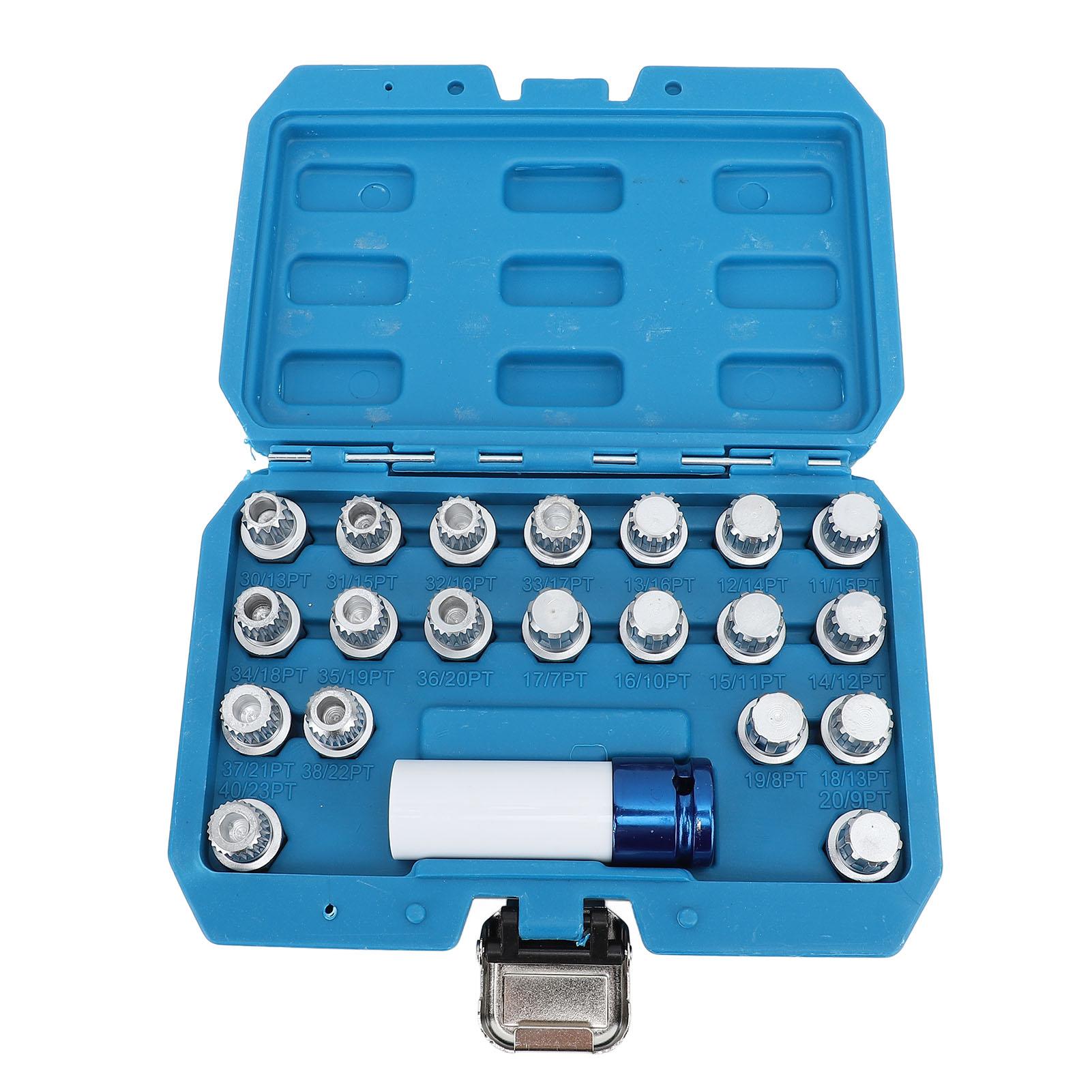 

21pcs Wheel Lock Lug Nut Remover Tool Kit With 1/2in Drive Adapter Steel Chrome Plated 36 1 300 for R50 R52 R53 синий
