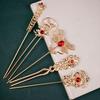 2 Paar Chinesischer Stil Antiker Haarstab Perle Klassische Haarnadel mit Quaste Elegante Blume Haarkamm