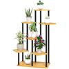 7-Tier Plant Stand for Indoor and Outdoor, Plant Shelf In Steel and Wood, Natural Wood