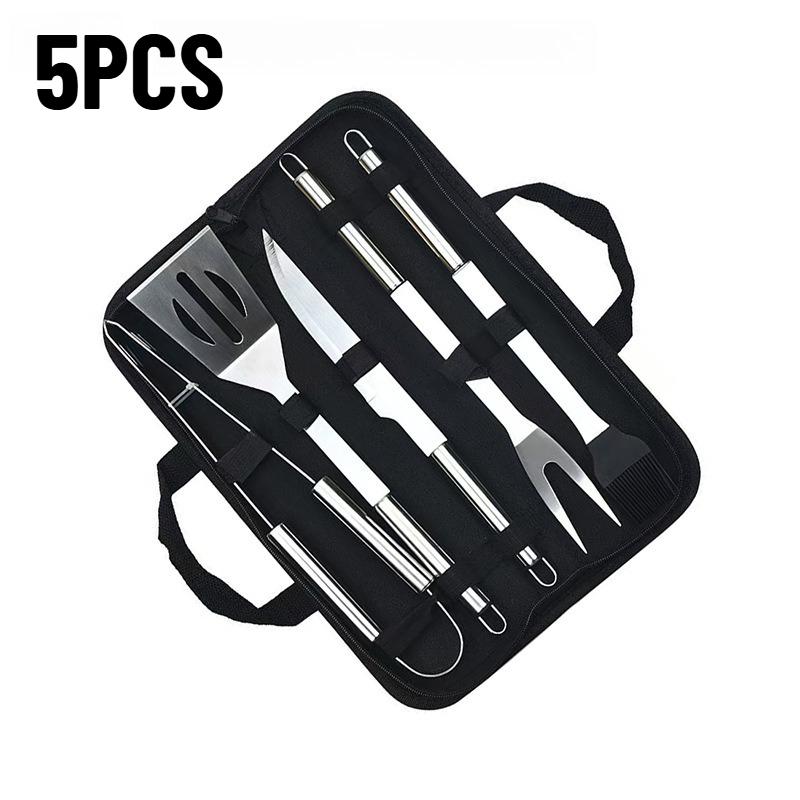 Stainless Steel BBQ Tool Set with Oxford Storage Bag Portable Outdoor Grilling Utensils Kit for Camping Picnic Barbecue