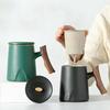 Ceramic Tea Cup with Water Separation, Large Capacity, All-Ceramic Filter, Walnut Wood Handle, Customizable Logo.