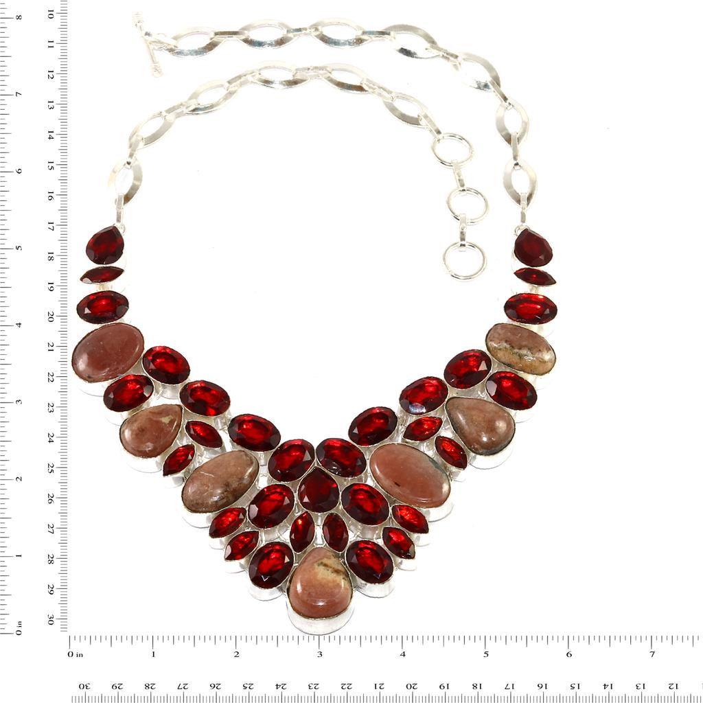 Rhodochrosorite Garnet Gemstone Silver Jewelry Necklace 16-18''