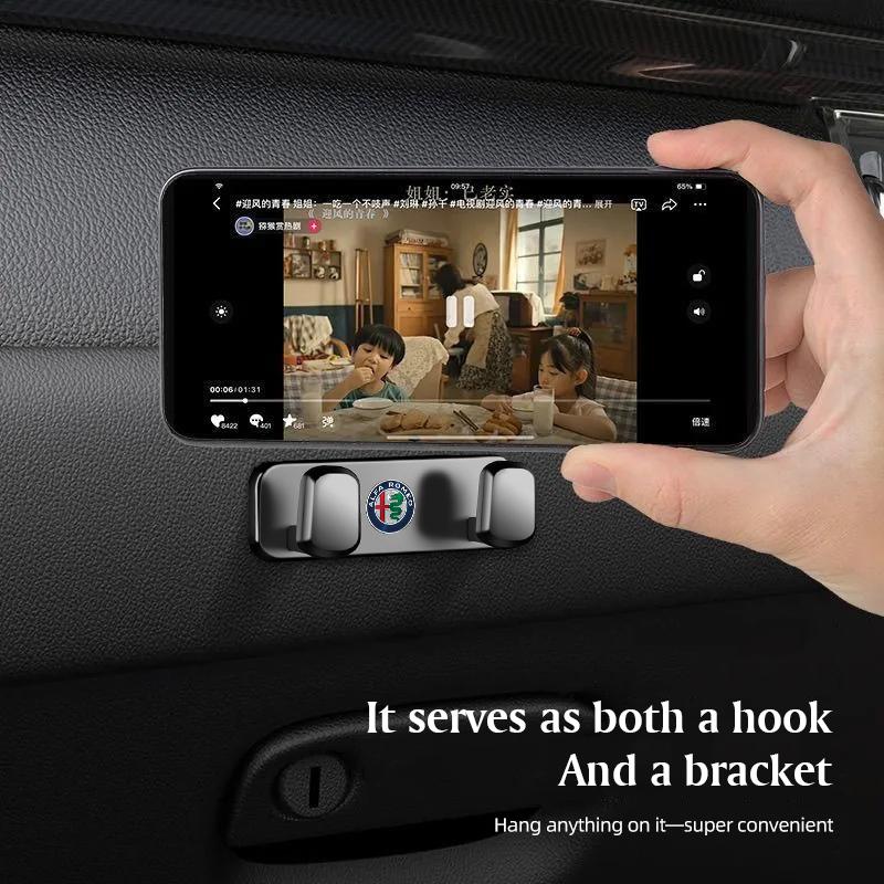 XLRNT1 1Pcs Car Metal Storage Hook Organizer Auto Sticker For Alfa Romeo Giulia Stelvio Giulietta MiTo 147 156 159 Brera Disco Volante