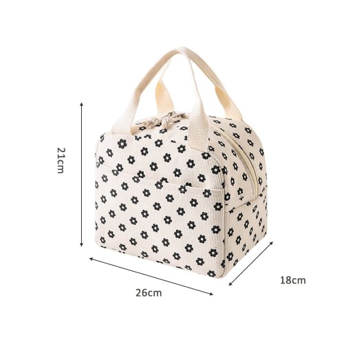 Large Capacity Lunch Bag, Insulated for Cold and Heat, Stylish, Cute Floral Print, Large, Waterproof Lunch Bag, Fits Water Bottles, Food Storage, Perf