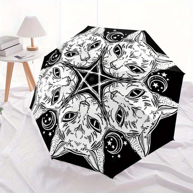 Cats Mandala Themed Eight Rib Automatic Folding Umbrella Is Suitable for Both Men and Women, Making It A Perfect Christmas and Valentine's D