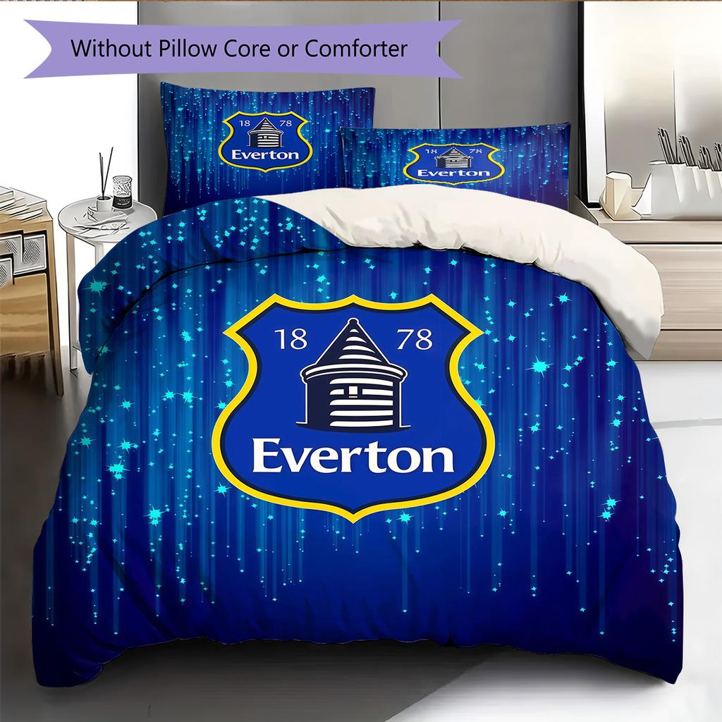 Everton Football Club Pattern Bedding Quilt Set Home Decoration Gift (1 * duvet cover + 2 * pillowcase without core)