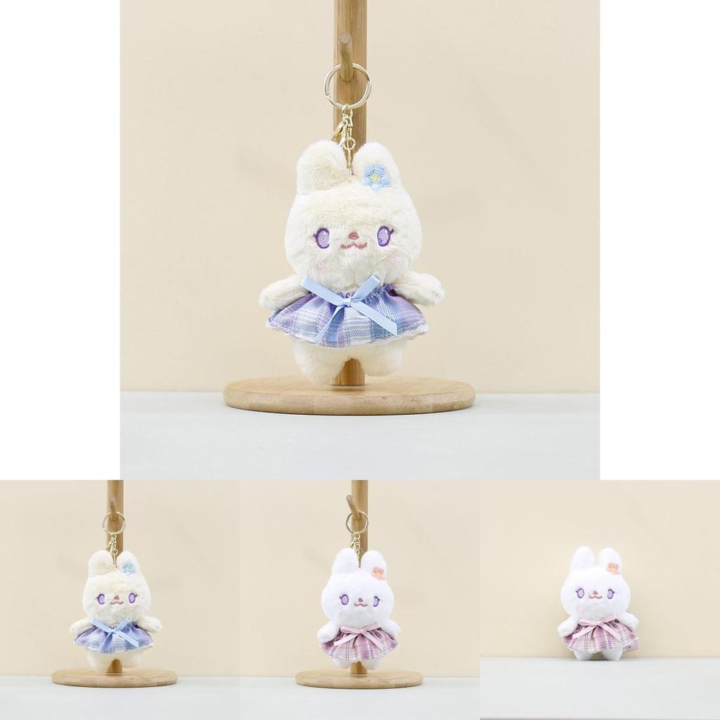 Adorable Plush Rabbit Keychain Cute Cartoon Bunny Pendant Soft Material For Bags