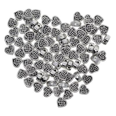 100 Stück tibetische Silber keltische Knoten Herz Spacer lose Perlen Schmuck DIY Herstellung