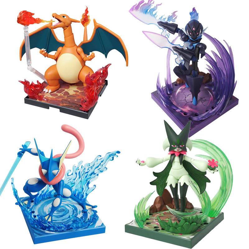 Charizard Meowscarada Snorlax Scyther Cinderace Lucario Ceruledge Greninja  Action Figure Assembly Toys Gifts