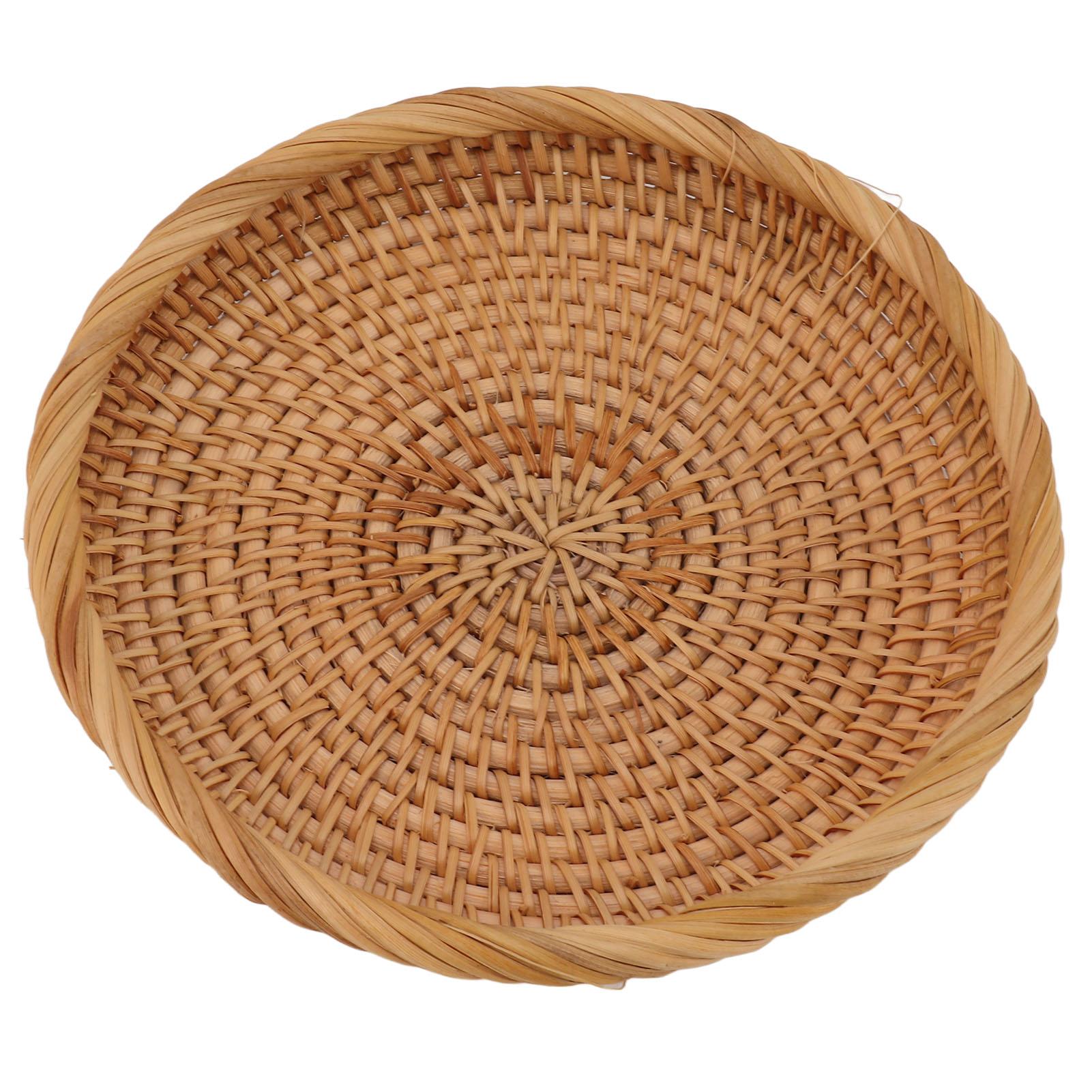 

Rattan Fruit Tray Hand Woven Elegant Traditional Natural Rattan Serving Tray for Kitchen Counter Table Type 1