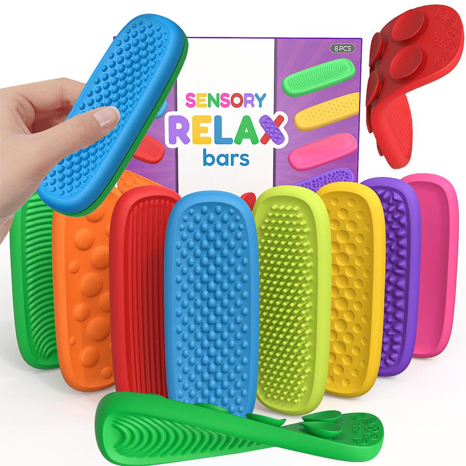 Silicone Sensory Relax Bars Fidget Toys Playsets Stress Relief Squeeze Toys Playsetss Anxiety Calming Decompression Sensory Strip for Kids Adults