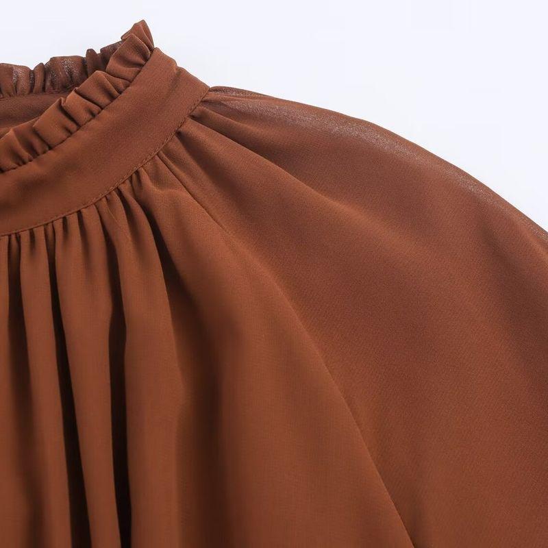 Kaslead New Women Clothes Western Style Fashion Slimming Multi-Layer Lotus Leaf Trim Waist Hugging Long Dress