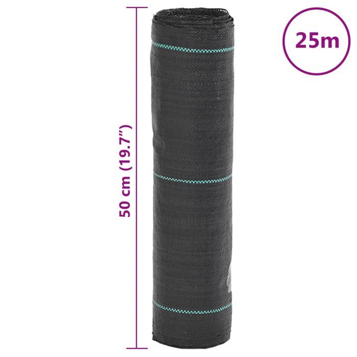 VidaXL Membrane anti-mauvaises herbes noir 0,5x25 m PP, tissu anti-mauvaises herbes, membrane de contrôle des mauvaises 4005173