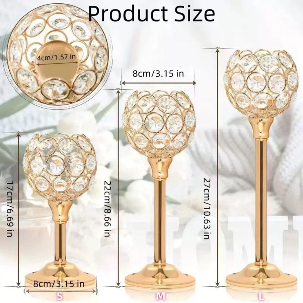 Medium Size European Mini Crystal Candlestick Electroplated Candle Holder Table Decoration for Candlelight Dinner