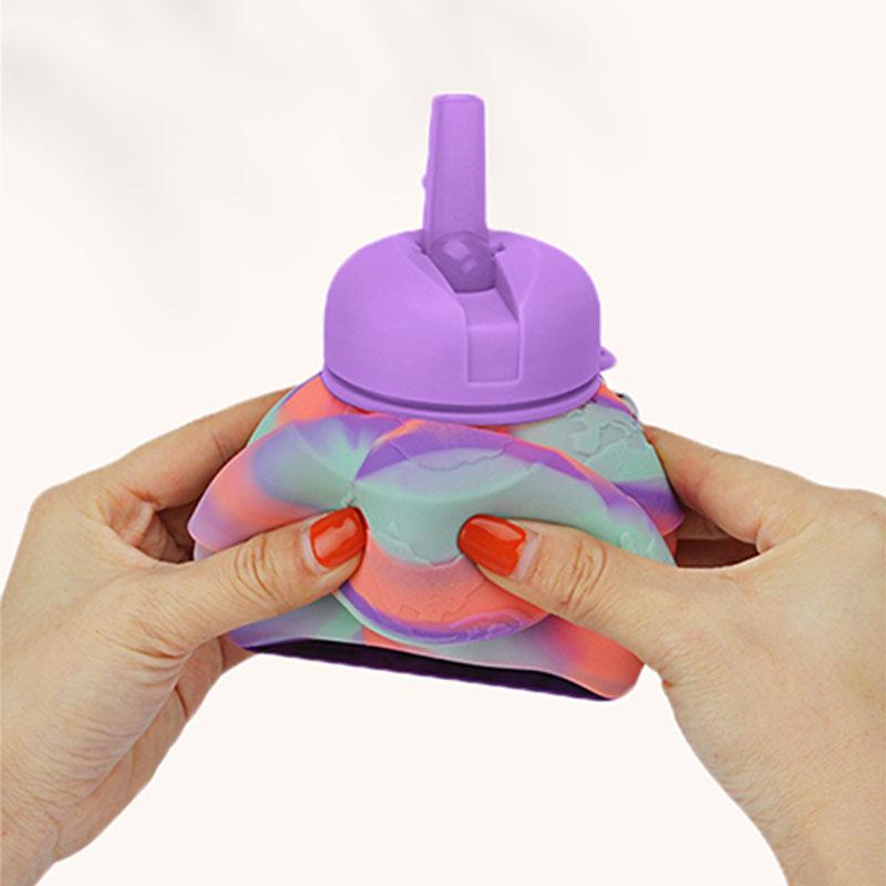 550ml Creatieve Siliconen Waterfles voor Kinderen Meisjes Jongens BPA-vrij Draagbare Opvouwbare Waterflessen met Rietje Kindercadeau
