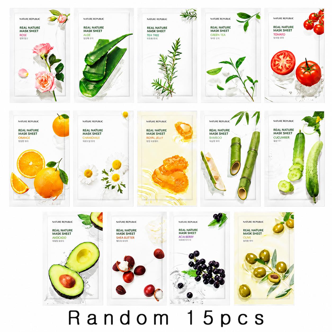 Nature Republic Real Nature Маска-лист (10 шт. Случайная упаковка) (3 варианта) #1SET
