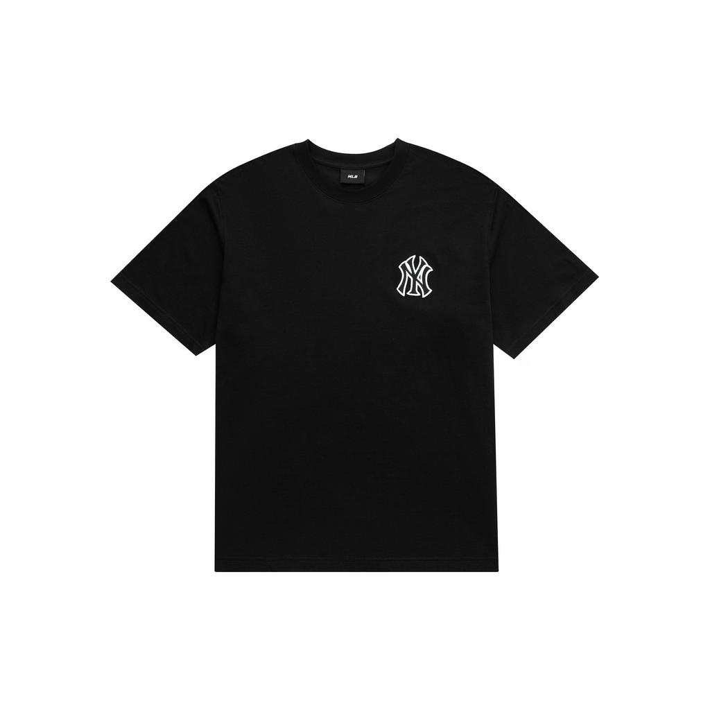 MLB New York Yankees Cashew Flower Logo Printed Short Sleeve T-Shirt Unisex Tops Black 3ATSI0333-50BKS