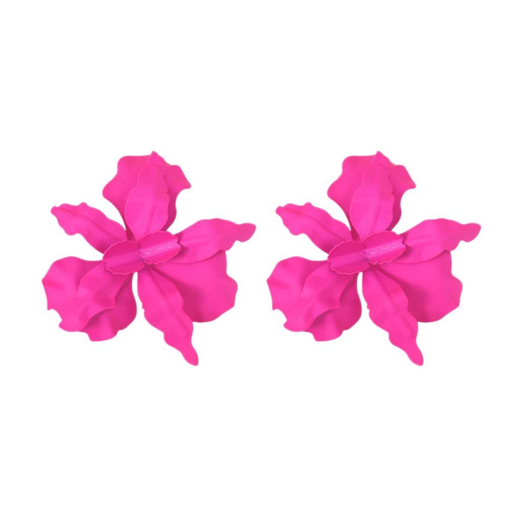 Pleated Large Flower Earrings Irregular Ear Accessories Exaggerated Flower Earrings Party
