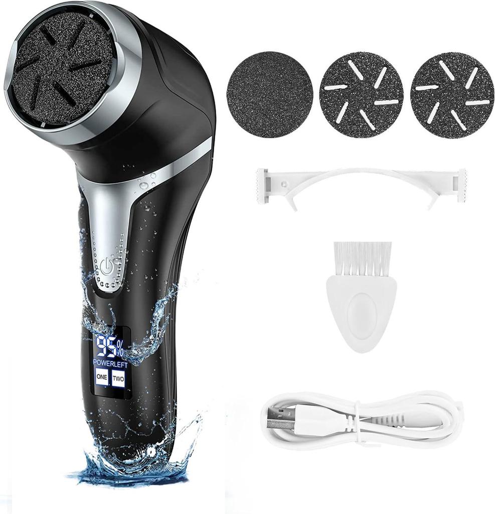 Rechargeable Waterproof Electric Foot Exfoliator with Digital Display