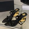 Summer Fashion Gold Wedges Sandals For Women 2026 New Design Pointed Open Toe Ankle Strap High Heels Party Dress Shoes