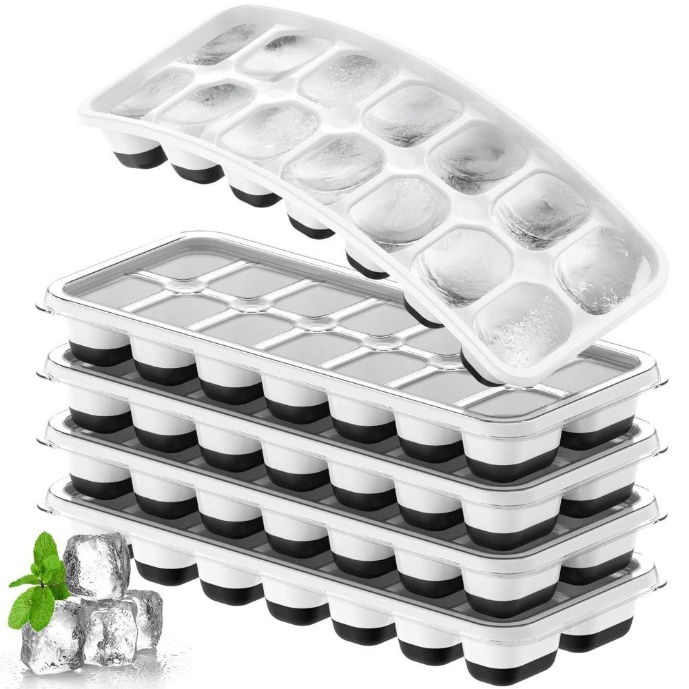 5PCS with Lid Ice Cube Tray Reusable Ice Maker Molds Durable Ice Cube Mold  Coffee