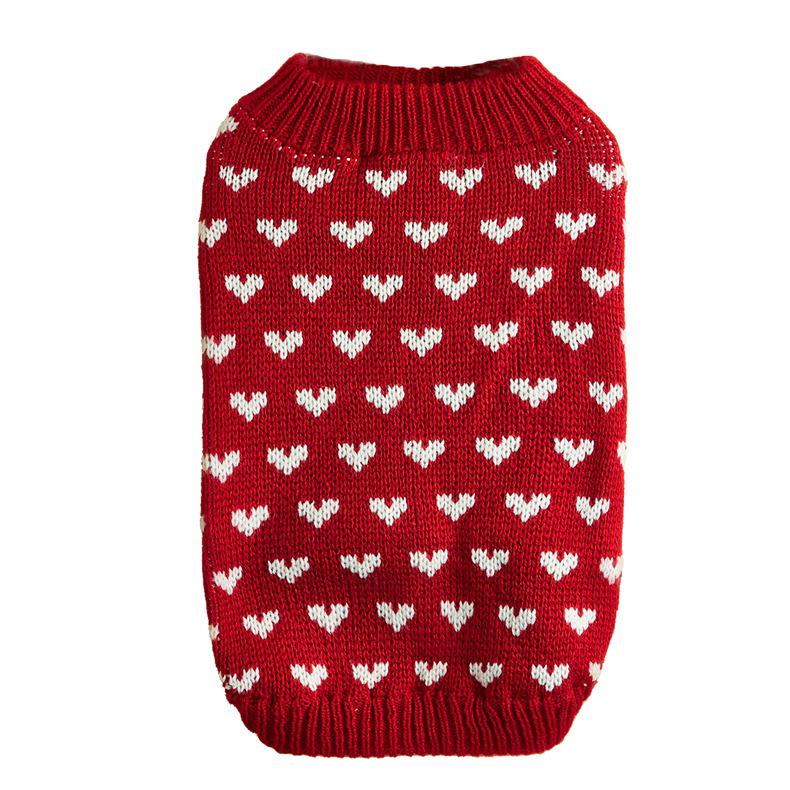 Pet Peach Heart Slim Fit Dog Sweater, Round Neck