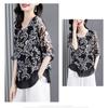 Plus Size Women Printed Chiffon Three Quarter Sleeve Fashionable Blouse
