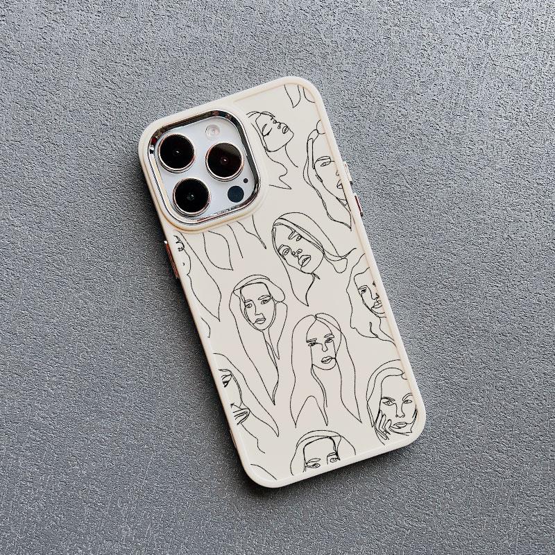 Abstract Geometric Art Line Face Silicone Phone Case for IPhone 16 13 12 11 Pro Max 15 14 Pro Max Plus 7 8 X XS XR Back Coque