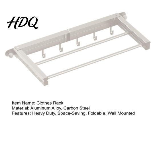 Pressure-resistant Clothes Rack Wall Hanger Foldable Drying Reinforced Material Mounted Laundry Clothing Double Pole